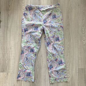 Ralph Lauren Blue Pink Paisley Print Pants Womens Size 16 W